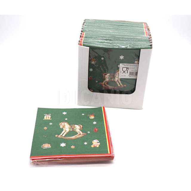 Confez. 20tovaglioli carta 17x17cm. (2 veli) dis. natale 6ass - Principale