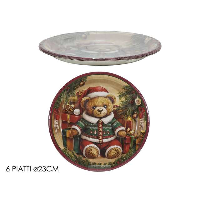 Set 6 piatti con orso 23cm - Principale