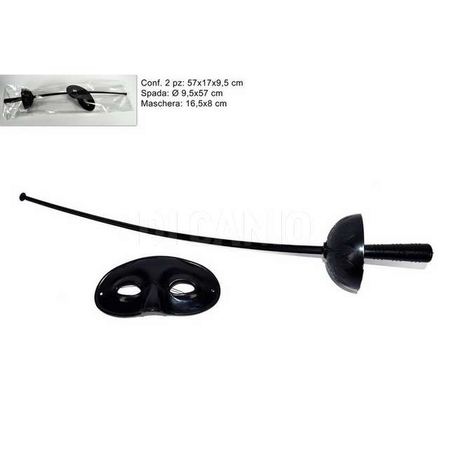 Maschera con spada cavaliere nero - Principale