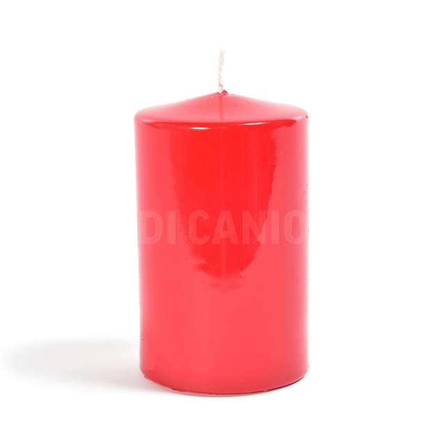 Candela pillar lucida rossa in cera d.7xh.8 cm - Principale