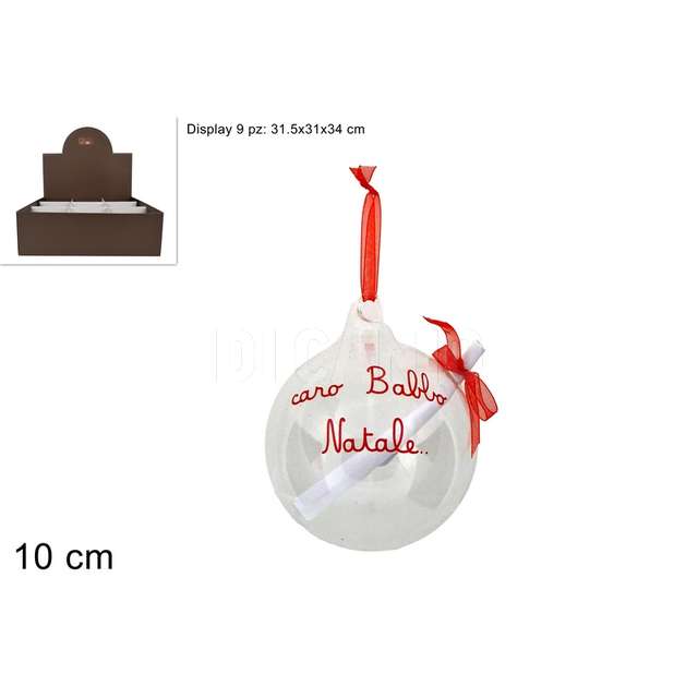 Palla vetro 10 cm trasparente cletterina in display - Principale