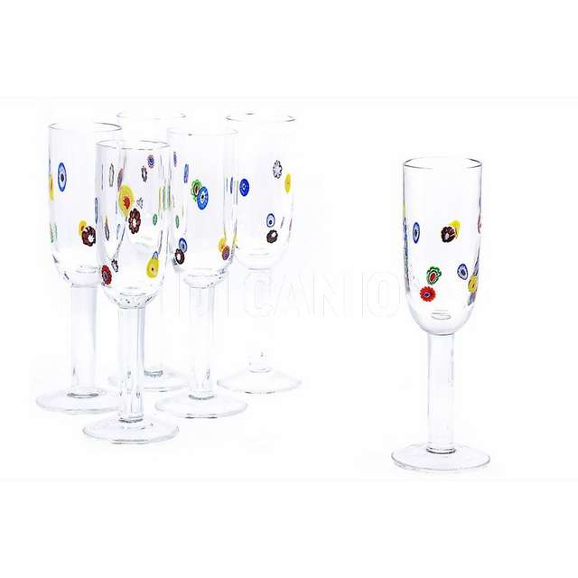 Set 6 calici flute millefiori in vetro mercury - Principale