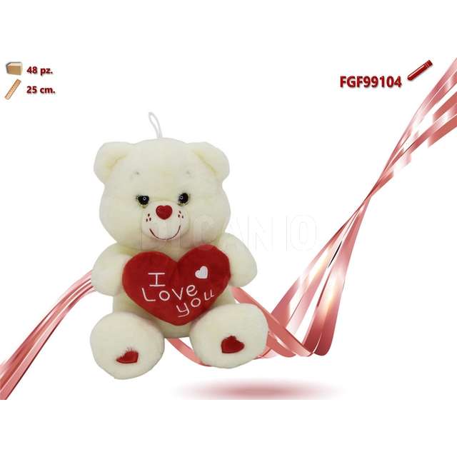 Orso peluce con cuore ii love you cm.25 - Principale