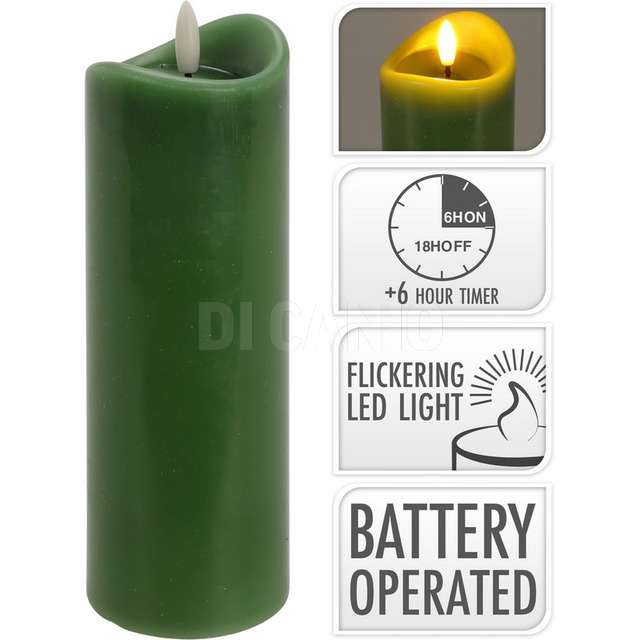 Candela verde led 7x20cm - Principale