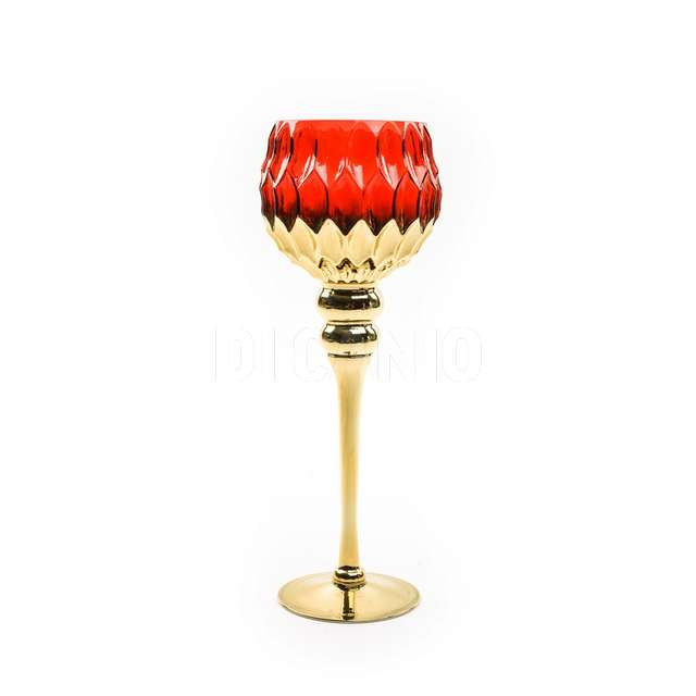 Portacandela oro rosso in vetro d.13xh.35 cm - Principale