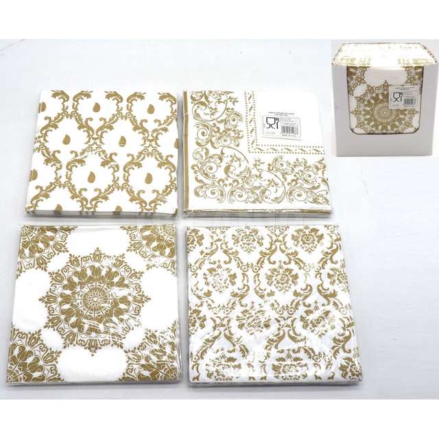 Confez. 20tovaglioli carta 17x17cm. 2 veli oro 3ass.ti - Principale