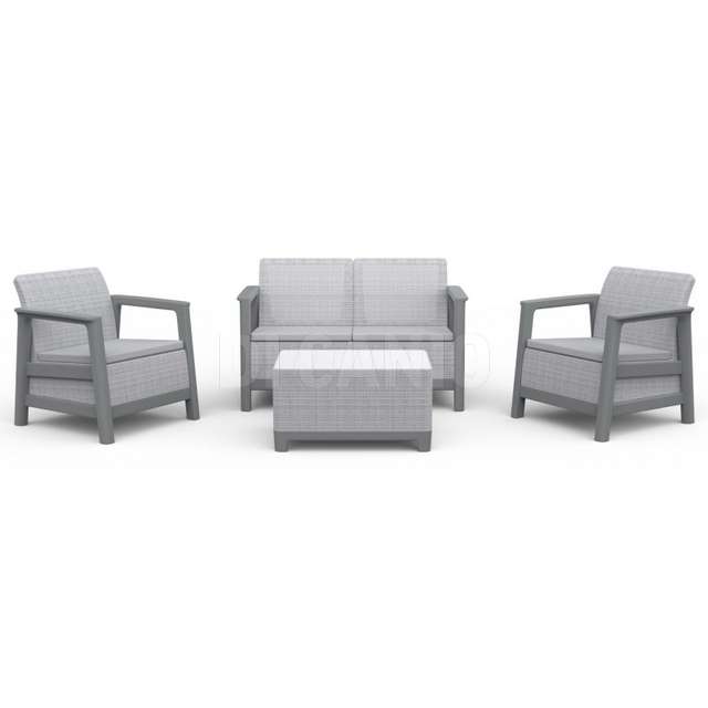 Set 2 poltrone divano + tavolino contenitore scandi linea lounge grigio - Principale