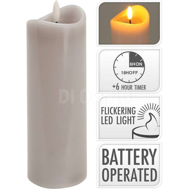 Candela grigia led 7x20cm - Principale