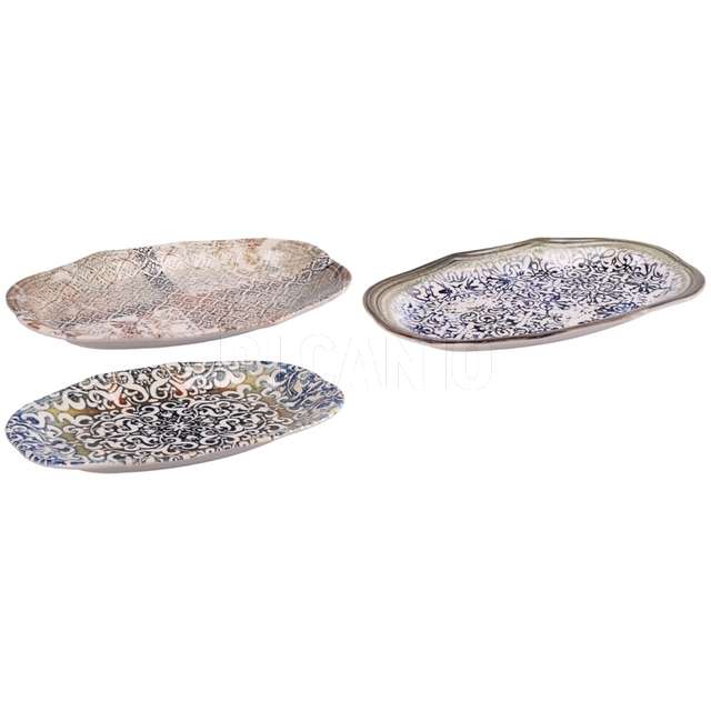 Vassoio ovale ceramica 3 colori cm.27x17x3 - Principale