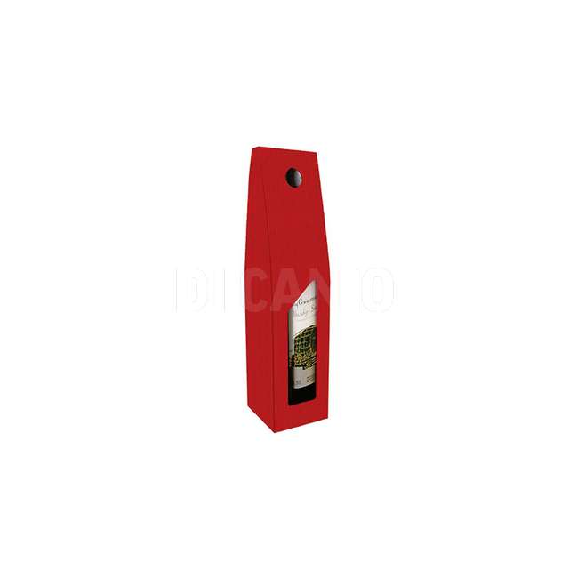 Scatola cartone 1 bottiglia cm.9x9x38 onda rossa + finestra - Principale