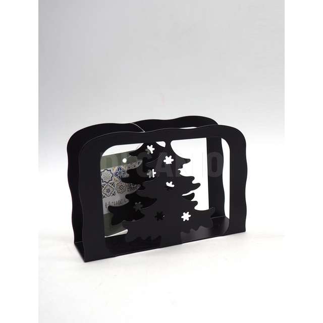 P.salviette metallo h.10x13.5x4cm. albero di natale nero - Principale