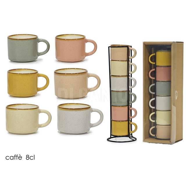 Set 6 tazzine caffe 8 cl con stand assortito - Principale