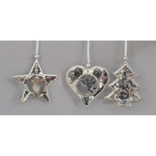 Disp.decoro metallo argento cm.9 intarsio 3mod.ass. euron.ac-10332 - Principale