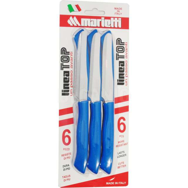 Conf. 6 coltelli tavola cm.11 blu lineatop - Principale