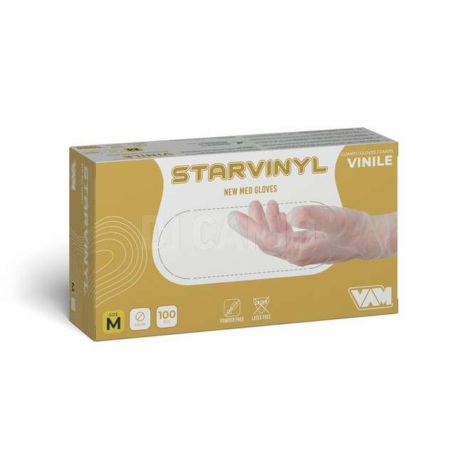 Conf. 100 pz guanti in vinile senza polvere new med starvinyl tg.s - Principale
