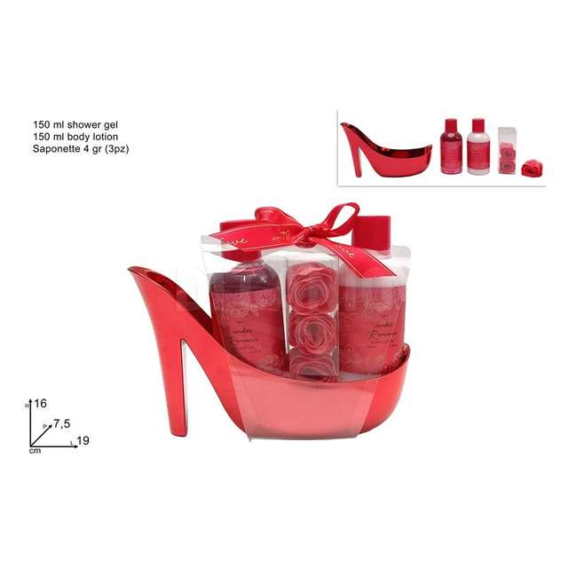 Confezione regalo set da bagno 3 pz scarpa rossa - Principale