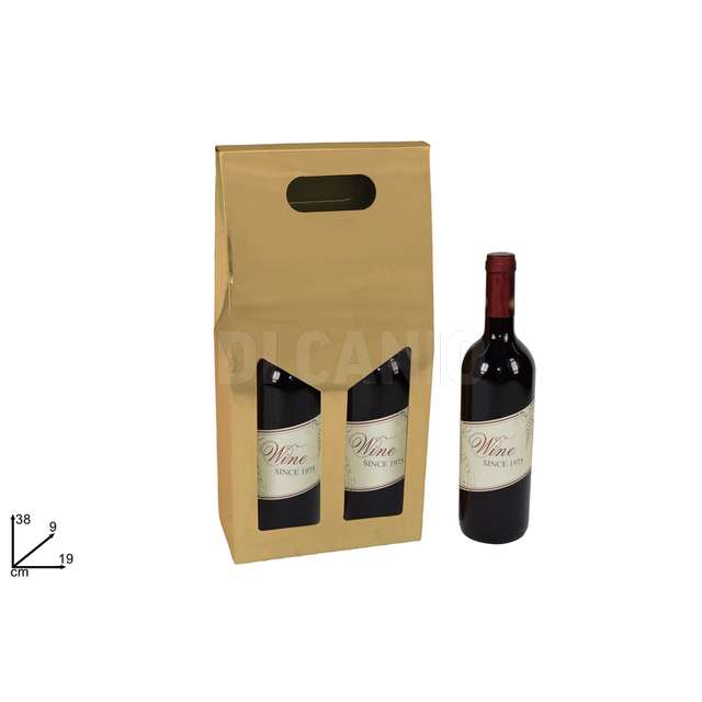 Box portabottiglia 2 posti oro metallizzato - Principale