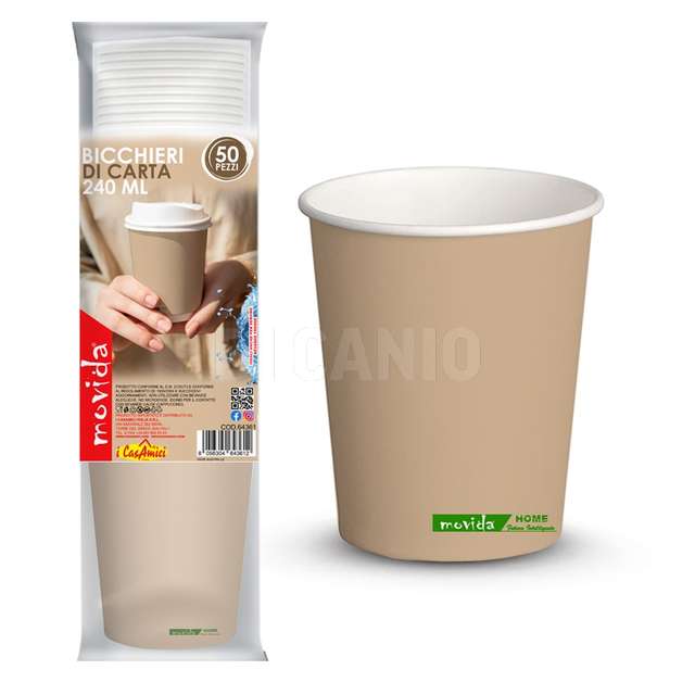 Conf 50 bicchiere acqua bio 250 ml avana - Principale