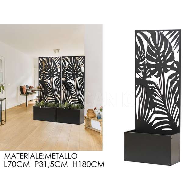 Fioriera rettangolare metallo cm.70x31.5x180 nero, - Principale