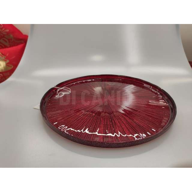 Vassoio tondo in vetro radius cm.28x2 rosso - Principale