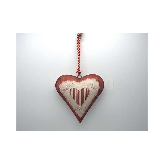 Cuore metallo da append. panna_rosso home 19x19x6cm. (m) creare - Principale