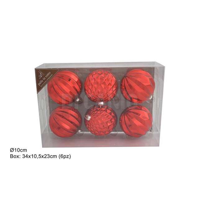 Palle vetro 10cm 3ass. rosso in pvc box art.660005 - Principale