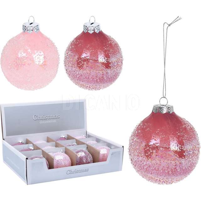 Sfera vetro frozen rosa 8cm 2a - Principale