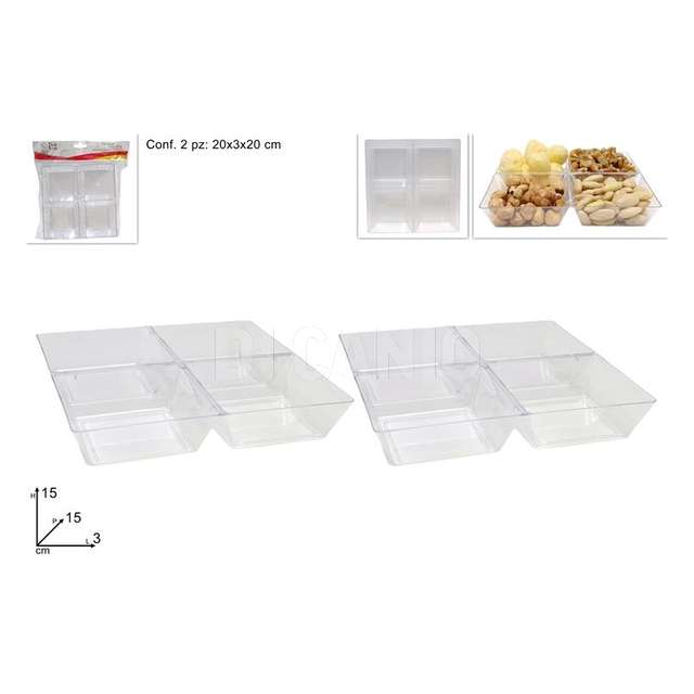Set 2 pz ciotoline plastica 4 scomparti - Principale
