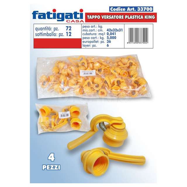 Conf. 4pz tappo versatore plast. king - Principale