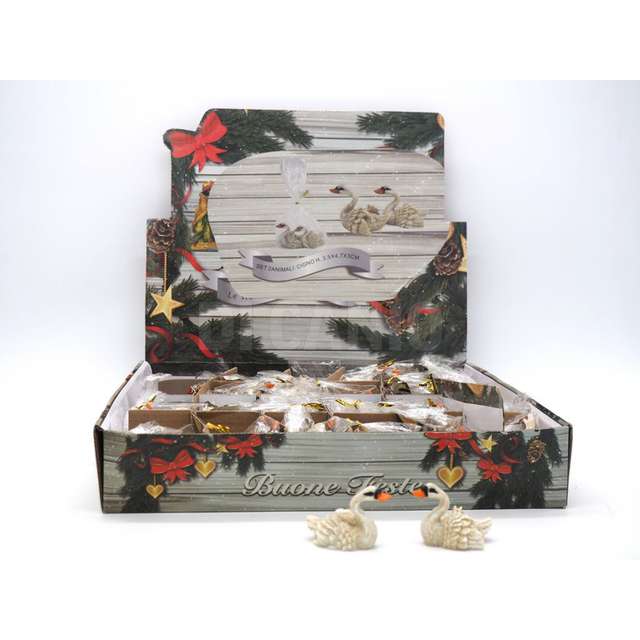 Set 2animali: cigno h. 3,5x4,7x3 cm. - Principale