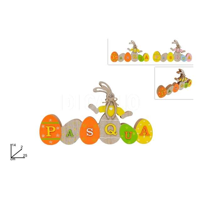 Decorazione legno con scritta pasqua conconiglio 2 colori - Principale