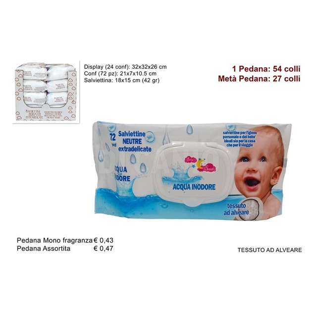 Salviettine detergenti 72 pz acqua pura.42 gr. - Principale