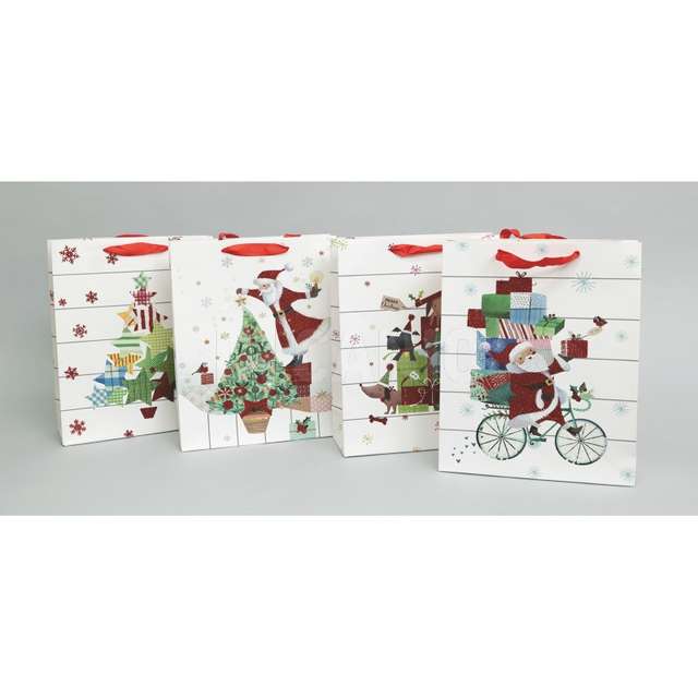 Busta regalo cm.26x10x32h bianca righe nerde dec. 4 ass. - Principale