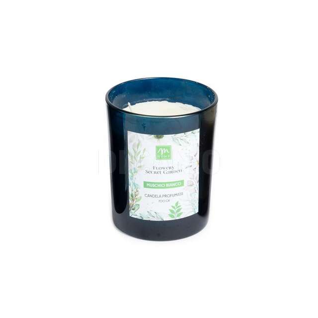 Candela al muschio bianco in vetro 700 g cm.12.5x14.5 - Principale