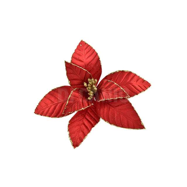 Fiore con glitter 35x30cm rosso/oro - Principale