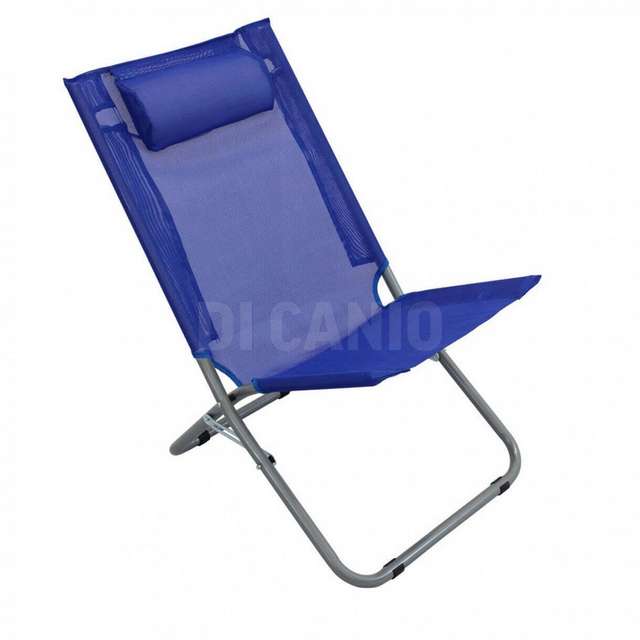 Spiaggina alta steel textilene con poggiatesta blu - Principale