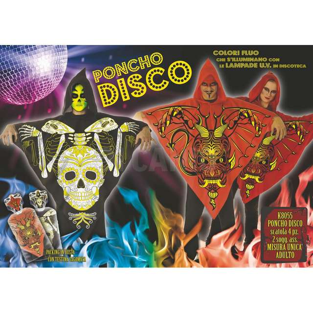Ponchos disco fluo adulti halloween ass. fiori paolo - Principale