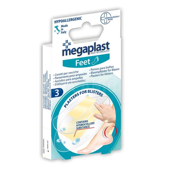 Cerotti idrocolloidali 3 pz formato assortito per vesciche feet megaplast - Principale