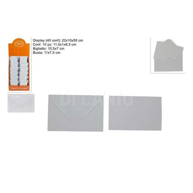 Bigliettini auguri cm.10.5 con buste 10pz bianco - Principale