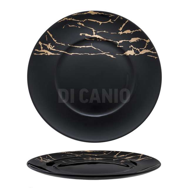 Piatto piano gourmet thunder nero-oro cm.31.5 - Principale