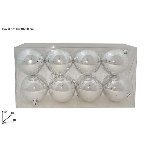 Palle 10 cm. 8 pz. lucide silver - Principale