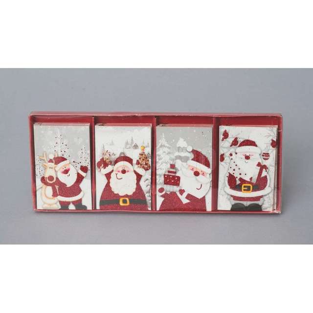 Set 12 cartolina augurale cm.5,4x8,7 dec. babbo nat.rosso 4 mod.ass.e.n..v-53361 - Principale