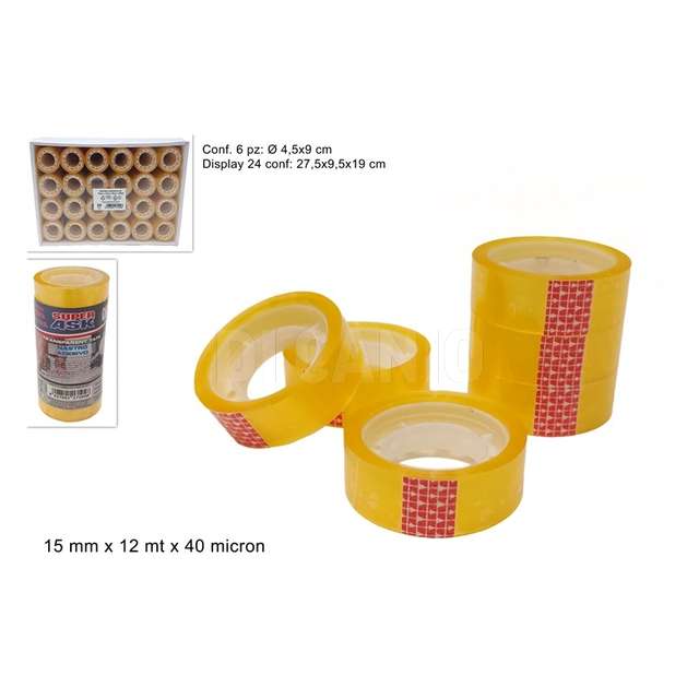 Nastro adesivo 6 pz 15mm x12mt x40mic. - Principale