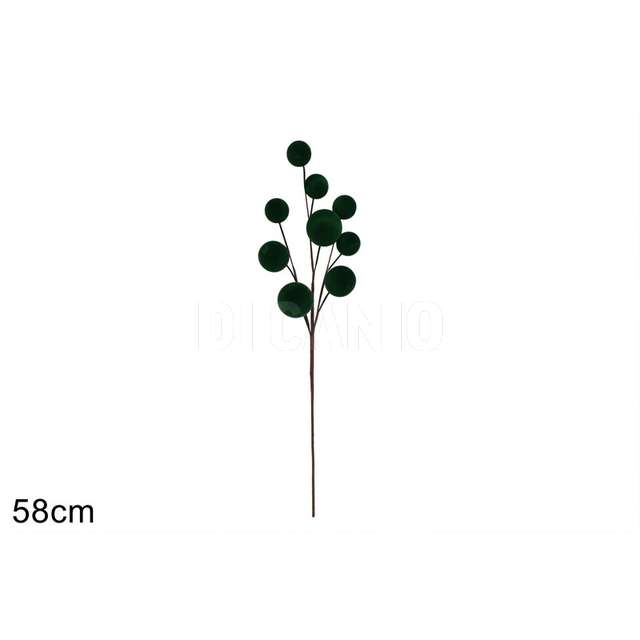 Stelo 9 palle 58 cm effetto velluto verde - Principale