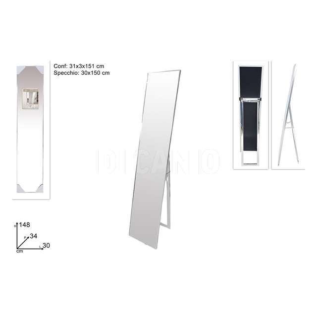 Specchio cm.30x150 cornice metallo silver - Principale