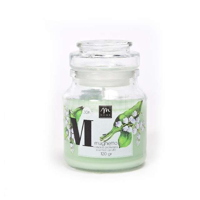 Candela in barattolo vetro mughetto cm,7x10 gr,130 - Principale