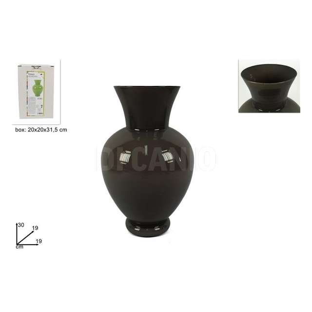 Vaso vetro smaltato dahila h.30 cm nero - Principale