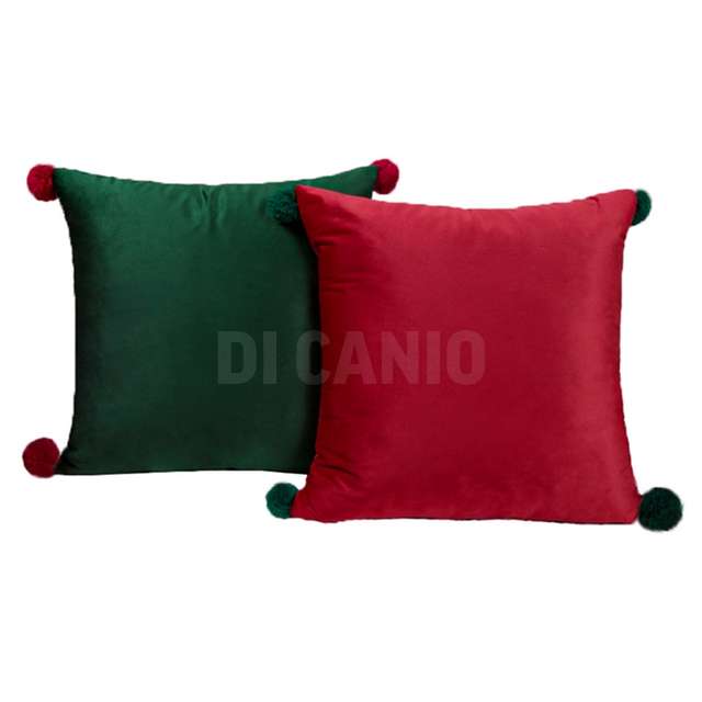 Cuscino 45x45cm velluto c/pom pom 450 gr ass. - Principale