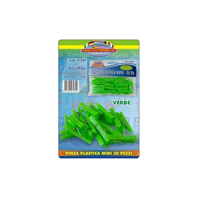 Pinza plastica mini 30pz verde - Principale