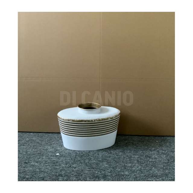 Vaso metallo 19.5x18.5x31.5 bianco oro - Principale